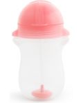 Преходна чаша със сламка Munchkin - Click Lock Weighted Straw, 285 ml, розова - 2t