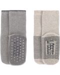 Противоплъзгащи чорапи Lassig - 15-18 размер, сиви-бежови, 2 чифта - 1t