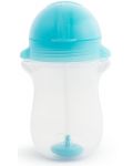 Преходна чаша със сламка Munchkin - Click Lock Weighted Straw, 285 ml, синя - 2t