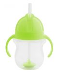 Преходна чаша с дръжки Munchkin - Click Lock Weighted Straw, зелена - 1t