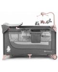 Сгъваема бебешка кошара KinderKraft - Joy Full, с аксесоари, сиво с розово - 3t