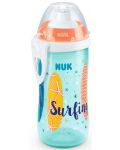 Шише с клапа Nuk - Junior Cup, Beach Time, 300 ml, оранжево - 1t