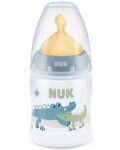 Шише Nuk First Choice - Temperature control, с каучуков биберон, 150 ml, синьо, крокодили - 1t