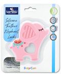 Силиконова гризалка Lorelli Baby Care - Слонче Lucky, розова - 2t