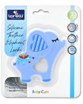 Силиконова гризалка Lorelli Baby Care - Слонче Lucky, синя - 2t