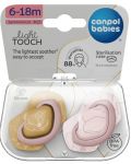 Силиконови симетрични залъгалки Canpol babies - Gold, 6-18 м, 2 броя, розови  - 2t