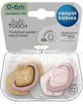 Силиконови симетрични залъгалки Canpol babies - Gold, 0-6 м, 2 броя, розови - 2t