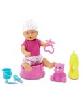 Пишкаща кукла-бебе Simba Toys New Born Baby - С количка и аксесоари, 12 cm - 2t
