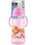 Спортна бутилка с дръжки и сламка Lorelli Baby Care - 330 ml, Розова - 3t