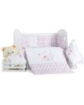 Спален комплект с балдахин Dizain Baby - Бебе слонче, розов, 6 части, 60 x 120 - 1t