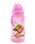Спортна бутилка с дръжки и сламка Lorelli Baby Care - 330 ml, Розова - 2t