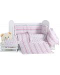 Спален комплект с балдахин Dizain Baby - Зиг заг и розови звезди, 8 части, 60 х 120 - 1t