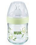 Стъклено шише NUK Nature Sense - Temperature control, Softer, 120 ml, зелено - 1t