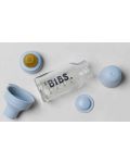 Стъклена бебешка бутилка с аксесоари Bibs - 110 ml, синя - 2t