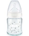 Стъклено шише със силиконов биберон Nuk - First Choice, TC, 120 ml, бяло - 1t