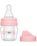 Стъклено шише Wee Baby Mini, с 2 накрайника, 30 ml, розово - 1t