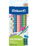 Цветни тристенни моливи Pelikan Silverino - 12 цвята  - 1t