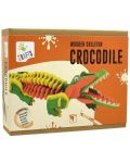 Творчески комплект Andreu Toys - Дървен 3D пъзел, Скелет на крокодил - 1t
