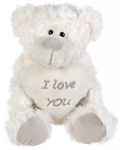Плюшена играчка Morgenroth Plusch - Бяло мече със сърце “I love You”, 20 cm - 1t