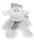 Плюшена играчка Morgenroth Plusch - Зимна овчица със синя шапка и шал, 25 cm - 1t