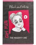 Ученическа тетрадка Black&White Girl - A5, 40 листа, асортимент - 2t