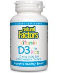 Vitamin D3 For Kids, 400 IU, 100 таблетки, Natural Factors - 1t