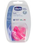 Биберон-залъгалка Chicco - Physio Soft, силикон, 0-6 месеца, за момиче - 1t