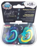 Залъгалки Canpol Light touch - Neon love, 18+месеца, 2 броя, сини - 8t