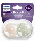 Залъгалки Philips Avent - Ultra Soft, 0-6 м, 2 броя, тукан и листа - 6t
