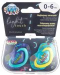 Залъгалки Canpol Light touch - Neon love, 0-6 месеца, 2 броя, сини - 8t