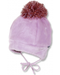 Зимна бебешка шапка с пискюл Sterntaler - 41 cm, 4-5 месеца, розова - 1t