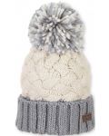 Зимна шапка с помпон Sterntaler - 57 cm, над 8 години, бяло-сива - 1t