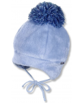 Зимна бебешка шапка с пискюл Sterntaler - 43 cm, 5-6 месеца, синя - 1t