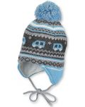 Зимна шапка с пискюл Sterntaler - 45 cm, 6-9 месеца, сиво-синя - 1t