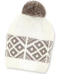 Зимна бебешка шапка Sterntaler - с пискюл, 51 cm, 18-24 месеца, екрю - 1t