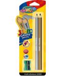 Златен и сребърен молив Colorino Kids - Jumbo, с острилка - 1t