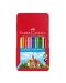 Комплект цветни моливи Faber-Castell - Замък, 12 броя, в метална кутия - 1t