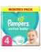 Бебешки пелени Pampers - Active Baby 4, 180броя  - 4t