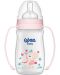 Бебешко шише с широко гърло и дръжки Wee Baby Classic Plus, PP, 250 ml., розово с динозавър - 1t