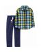 Carter's Комплект риза и панталон 5-8 год. Синьо-жълто каре Размери Carter's 8 години - 1t