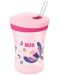 Чаша със сламка NUK Evolution - Action Cup, Chameleon, розова, 230 ml - 1t