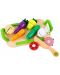 Комплект продукти за рязане Lelin - Зеленчуци за рязане с дъска, от дърво, за момчета - 1t