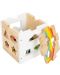 Дървен комплект за сортиране Small Foot - Куб с геометрични фигури, Дъга - 2t
