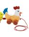 Дървена играчка за дърпане Viga - Кокошка с пиленца - 2t