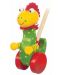 Дървена буталка Orange Tree Toys - Dinosaurs, Весел динозавър - 1t