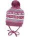 Детска плетена шапка с връзки Sterntaler - Със сърца, 51 cm, 18-24 месеца, тъмнорозова - 1t