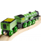 Детска дървена играчка Bigjigs - Парен локомотив, зелен - 2t