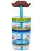 Детска чаша със сламка Contigo - Electric Blue Mustache, 470 ml - 1t