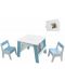 Детска дървена маса с 2 столчета и място за съхранение Ginger Home - Бяла със синьо - 2t
