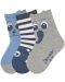 Детски чорапи Sterntaler - Животинки, 17-18 размер, 3 чифта, сиво-сини - 1t